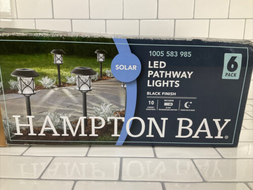 HAMPTON BAY 10 Lumens Solar Black LED Landscape Pathway Light Set 6-Pack (6922733453495)